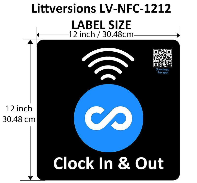 Square Replacement Connecteam Label Black/White 4/8/12" with Ready to use NFC 215 Tags for Clock in & Out -Rewriteable NFC tag (Copy)