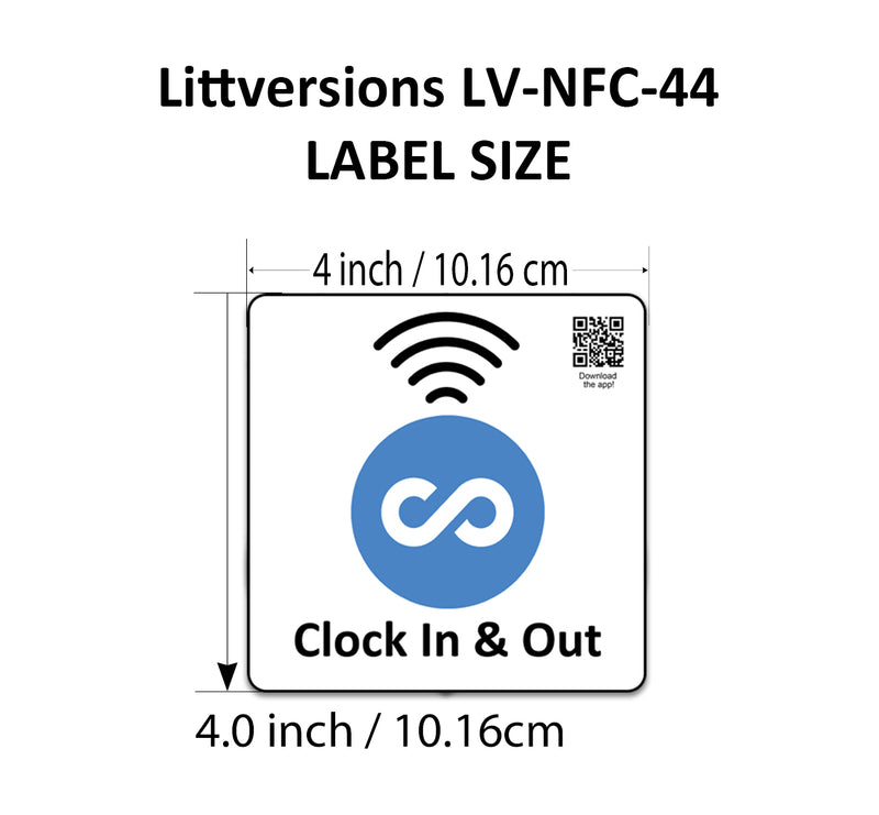 Square Replacement Connecteam Label Black/White 4/8/12" with Ready to use NFC 215 Tags for Clock in & Out -Rewriteable NFC tag (Copy)