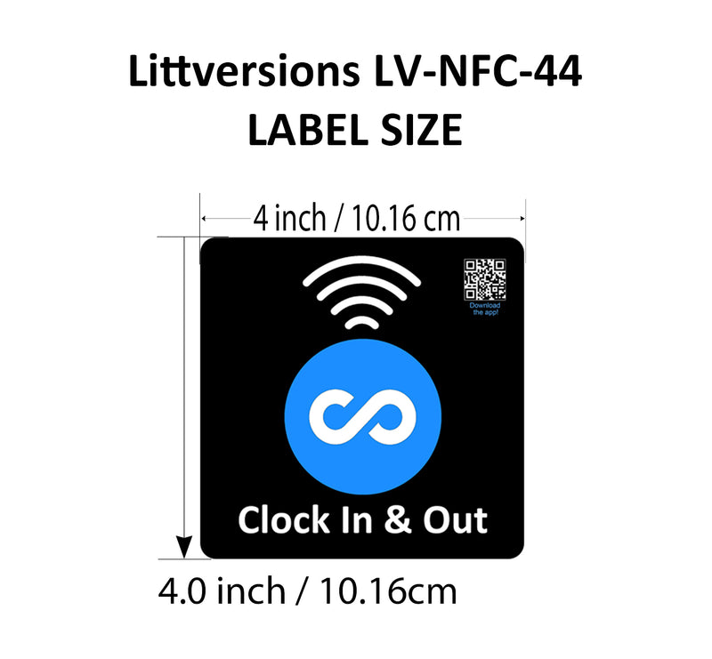 Square Replacement Connecteam Label Black/White 4/8/12" with Ready to use NFC 215 Tags for Clock in & Out -Rewriteable NFC tag (Copy)