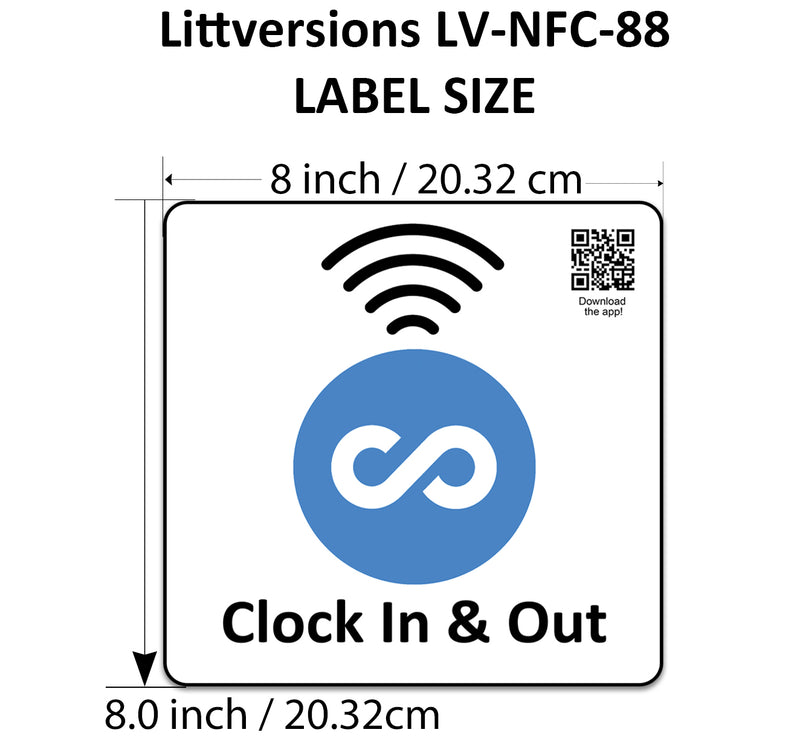 Square Replacement Connecteam Label Black/White 4/8/12" with Ready to use NFC 215 Tags for Clock in & Out -Rewriteable NFC tag (Copy)