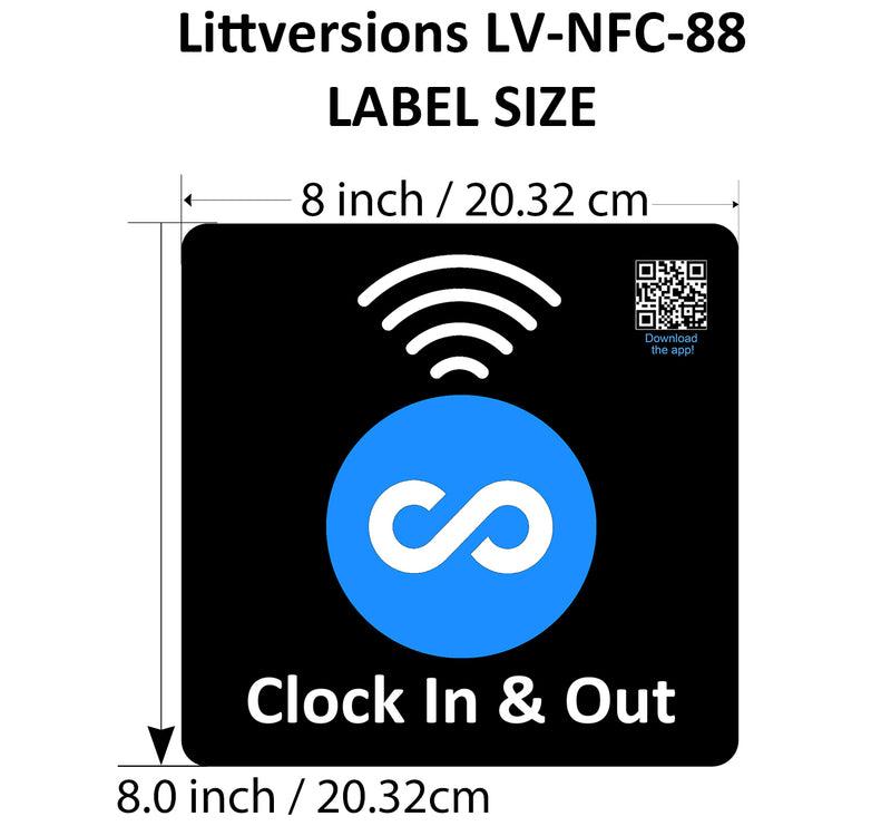Square Replacement Connecteam Label Black/White 4/8/12" with Ready to use NFC 215 Tags for Clock in & Out -Rewriteable NFC tag (Copy)