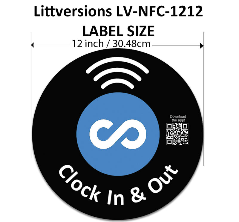 Circle Replacement Connecteam Label Black/White 4/8/12" with Ready to use NFC 215 Tags for Clock in & Out -Rewriteable NFC tag (Copy)