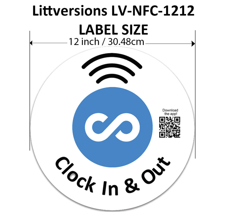 Circle Replacement Connecteam Label Black/White 4/8/12" with Ready to use NFC 215 Tags for Clock in & Out -Rewriteable NFC tag (Copy)