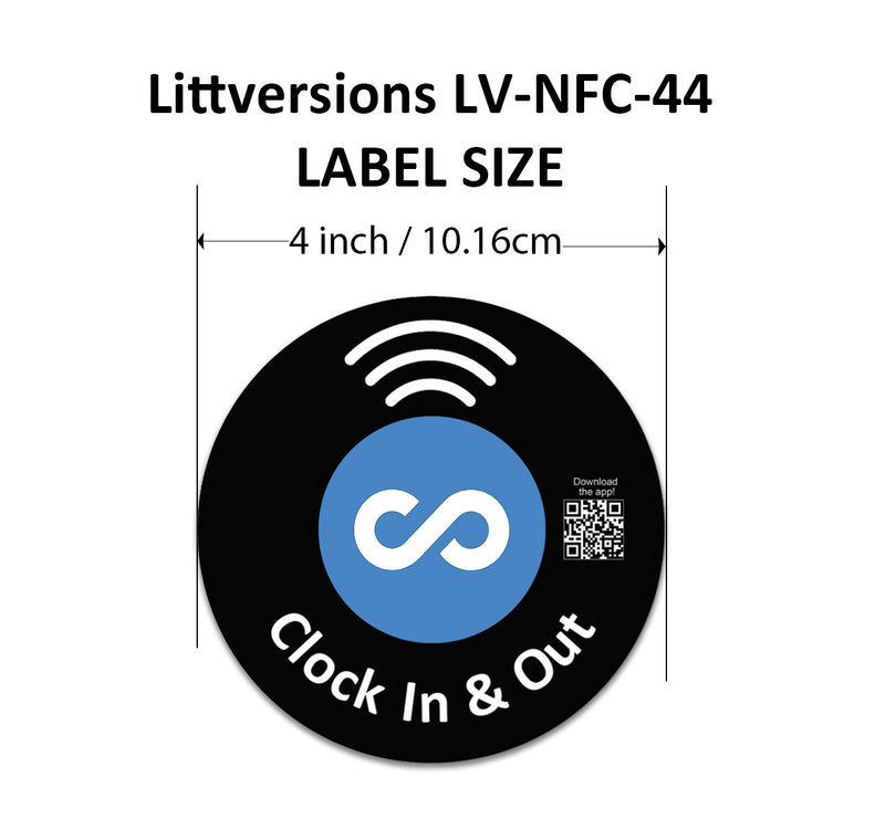 Circle Replacement Connecteam Label Black/White 4/8/12" with Ready to use NFC 215 Tags for Clock in & Out -Rewriteable NFC tag (Copy)
