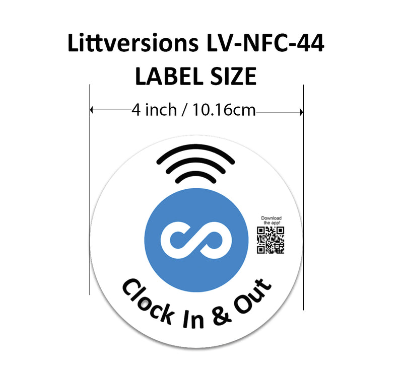 Circle Replacement Connecteam Label Black/White 4/8/12" with Ready to use NFC 215 Tags for Clock in & Out -Rewriteable NFC tag (Copy)
