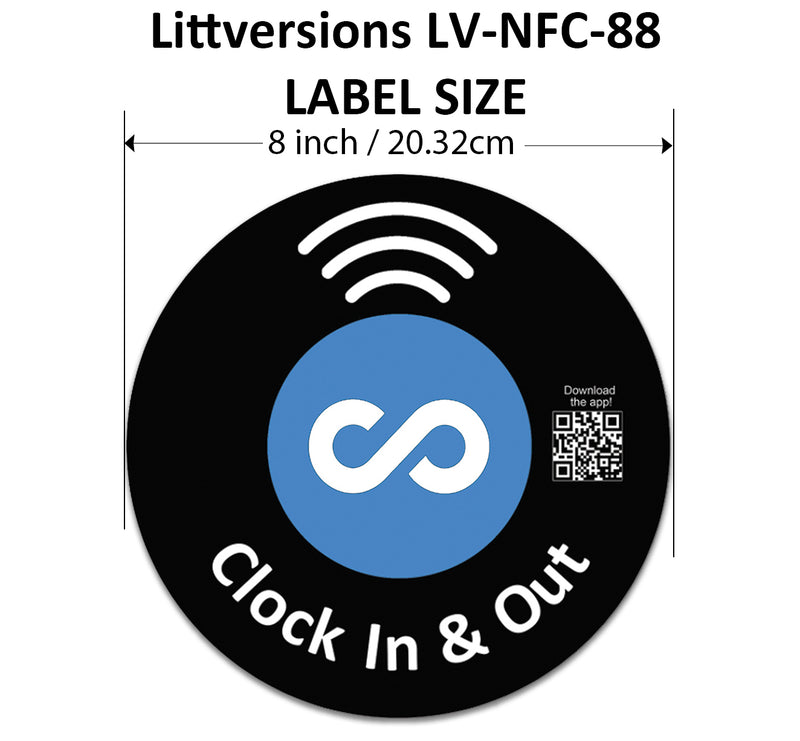 Circle Replacement Connecteam Label Black/White 4/8/12" with Ready to use NFC 215 Tags for Clock in & Out -Rewriteable NFC tag (Copy)