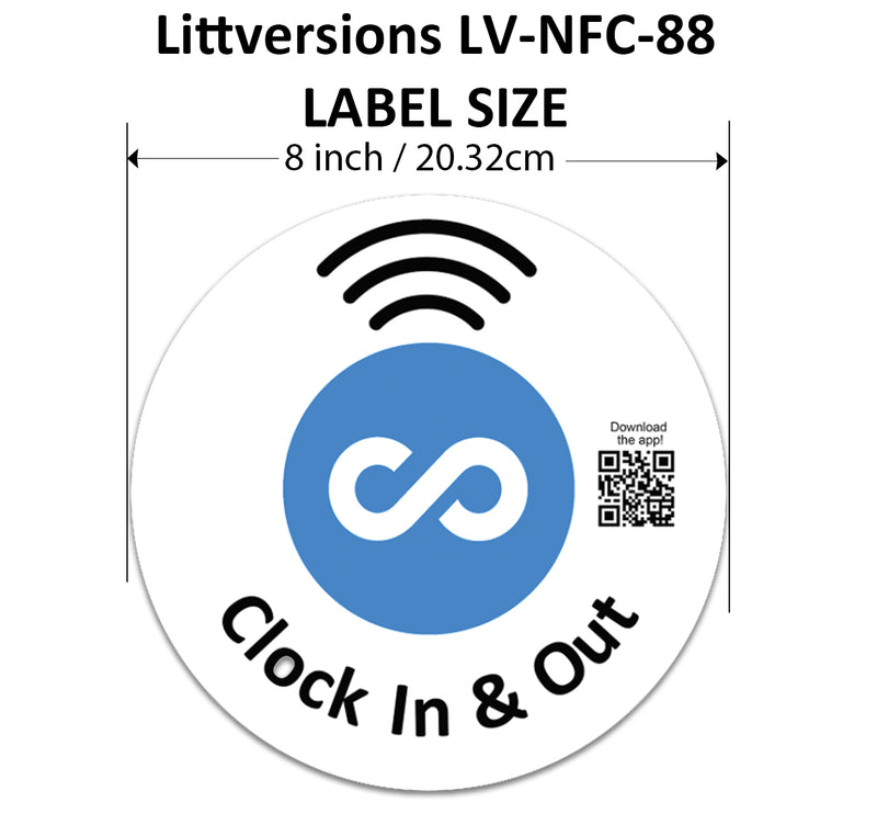 Circle Replacement Connecteam Label Black/White 4/8/12" with Ready to use NFC 215 Tags for Clock in & Out -Rewriteable NFC tag (Copy)