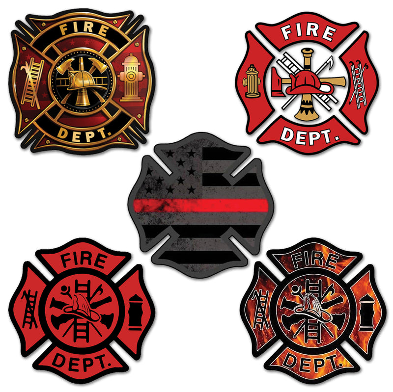 Fire Dept Maltese Cross Shaped 3/4/6" Sticker Firefighter First Responder Vinyl Decal Waterproof UV-Resistant Signage for Cars, Trucks, Laptops, Helmets, & Tumblers