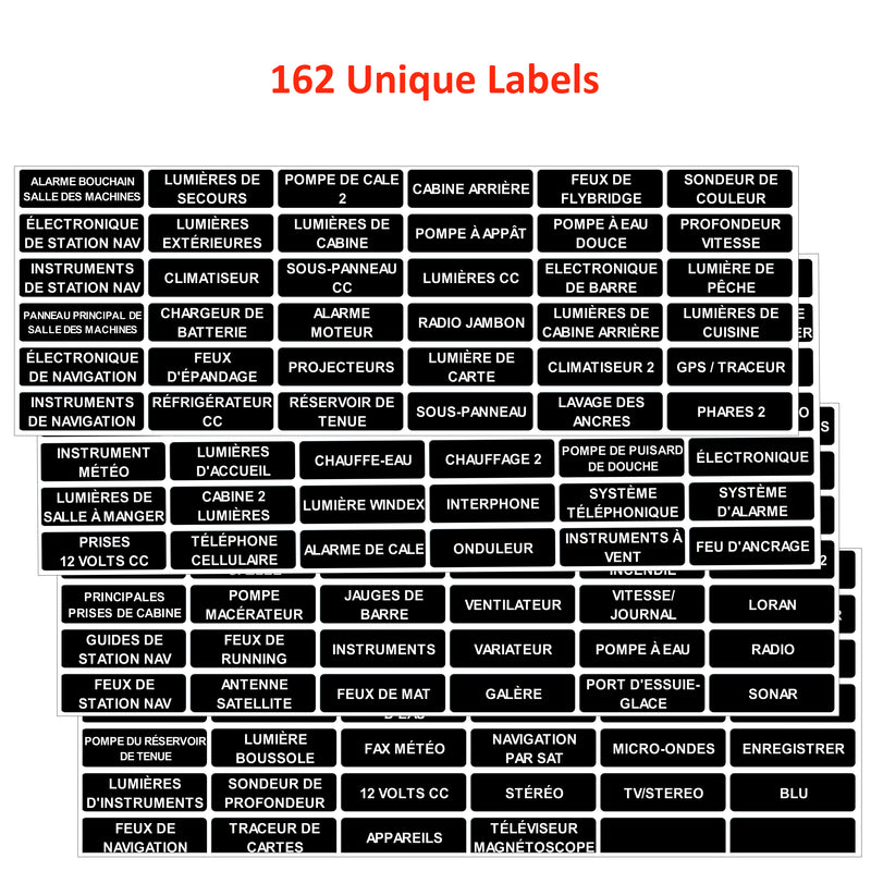 160 Pcs French Large Marine Extended AC DC Circuit Battery Panels Directory Switch Labels Car Auto Truck RV Camper Replacement for Blue Sea 8030 8031 8039 8067
