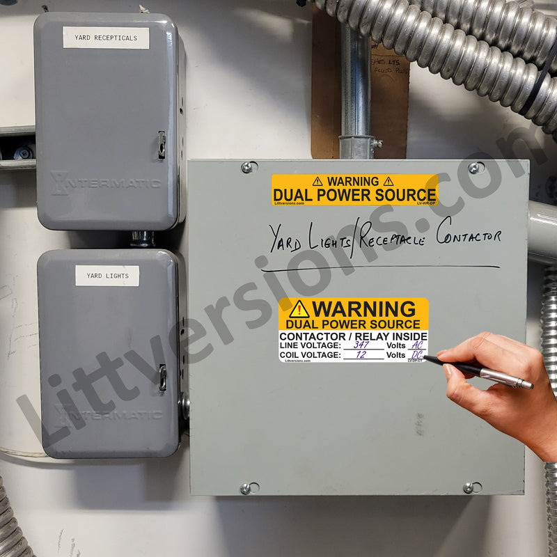 20 Pack 4"x1" Heavy Duty Pressure Sensitive Warning Dual Power Source Outdoor Rated Laminated Label Sticker Vinyl Waterproof Ultra Durable