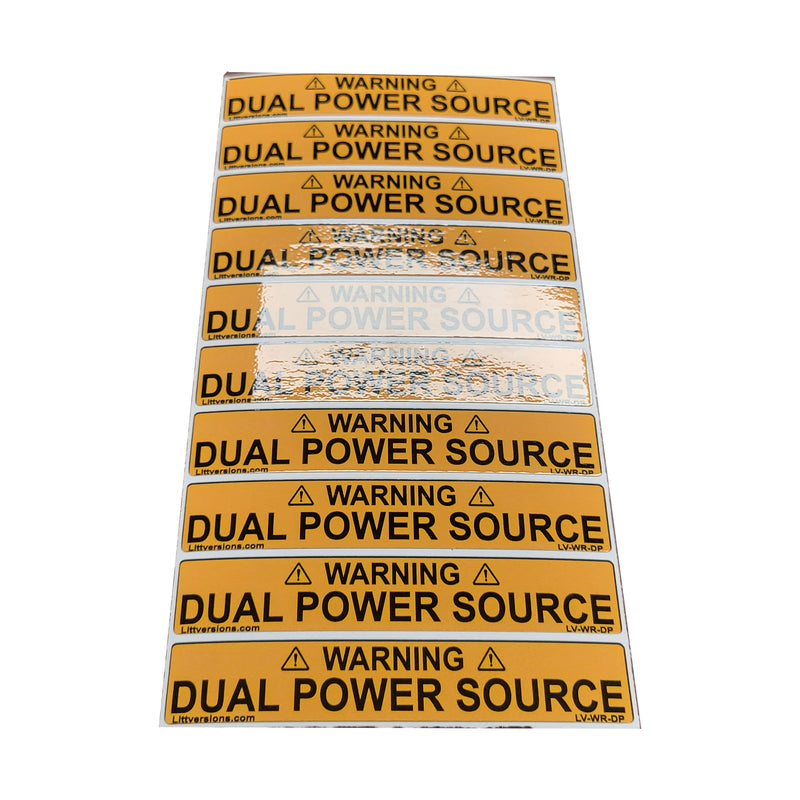 20 Pack 4"x1" Heavy Duty Pressure Sensitive Warning Dual Power Source Outdoor Rated Laminated Label Sticker Vinyl Waterproof Ultra Durable