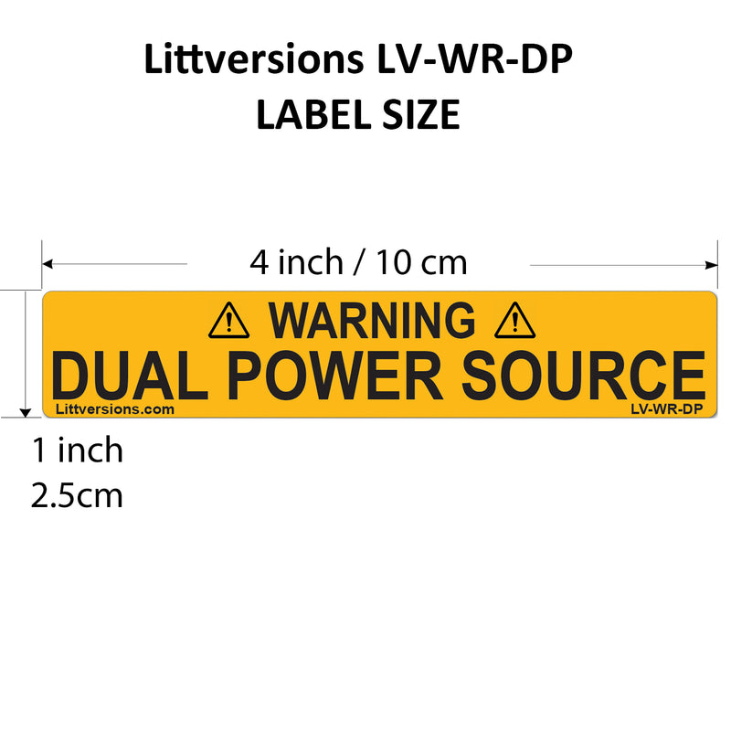 20 Pack 4"x1" Heavy Duty Pressure Sensitive Warning Dual Power Source Outdoor Rated Laminated Label Sticker Vinyl Waterproof Ultra Durable