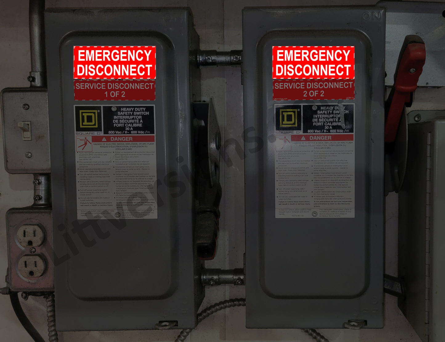 5 Pack 5"x 2" NEC Compliant Reflective RED Emergency Disconnect Outdoor Laminated Labels Decal Sticker Panel Heavy Duty Vinyl Waterproof Ultra Durable Electrical Panel