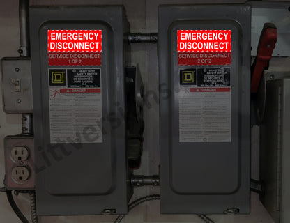 5 Pack 5"x 2" NEC Compliant Reflective RED Emergency Disconnect Outdoor Laminated Labels Decal Sticker Panel Heavy Duty Vinyl Waterproof Ultra Durable Electrical Panel