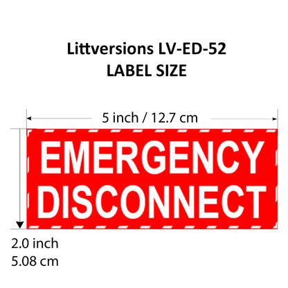5 Pack 5"x 2" NEC Compliant RED Emergency Disconnect Outdoor Laminated Labels Decal Sticker Panel Heavy Duty Vinyl Waterproof Ultra Durable Electrical