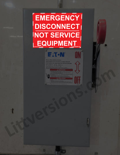 Littversions 5 Pack 5"x 3.5" Reflective Red NEC Compliant Emergency Disconnect NOT Service Equipment Outdoor Laminated Labels Sticker Electrical Panel Danger Heavy Duty Vinyl Waterproof Ultra Durable