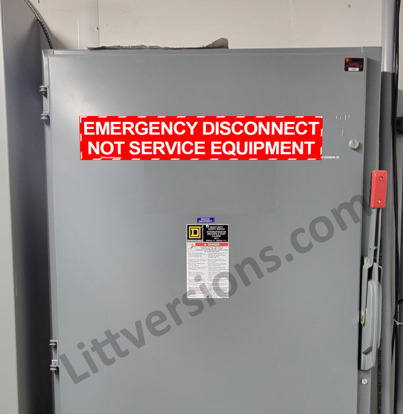 5 Pack 9" x 1-3/4" NEC Compliant RED Emergency Disconnect NOT Service Equipment Outdoor Laminated Labels Danger Sticker Panel Heavy Duty Vinyl Waterproof Ultra Durable Electrical