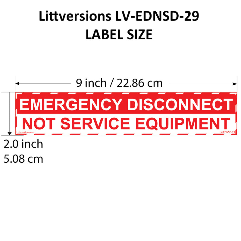 5 Pack 1-3/4"x 9" Emergency Disconnect NOT Service Equipment Label Sign Deca Vinyl 44-945 NEC compliant