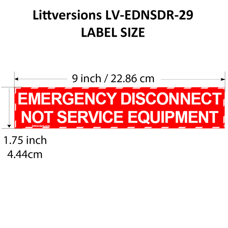 5 Pack 9" x 1-3/4" NEC Compliant RED Emergency Disconnect NOT Service Equipment Outdoor Laminated Labels Danger Sticker Panel Heavy Duty Vinyl Waterproof Ultra Durable Electrical