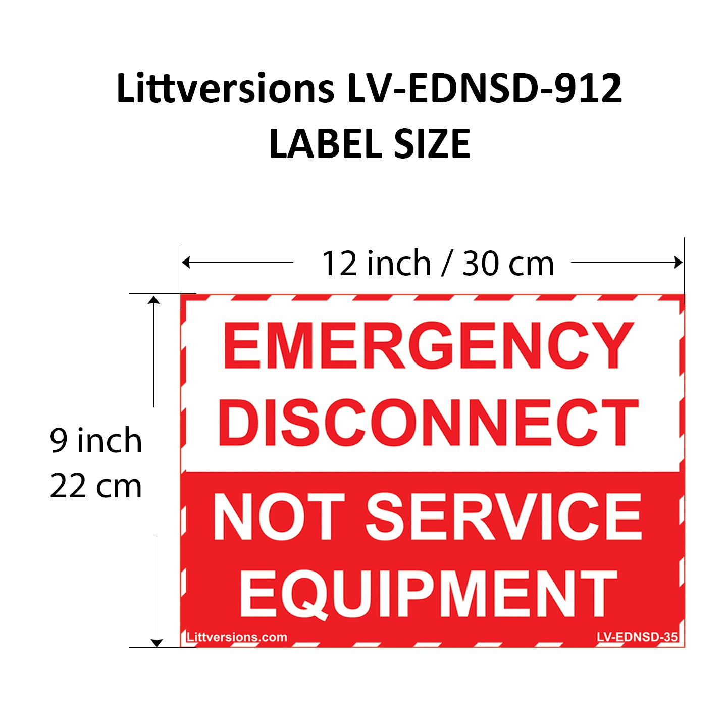 2 Pack 12"x9" NEC compliant Emergency Disconnect NOT Service Equipment Outdoor Rated Laminated Labels Sign Notice Danger Sticker Panel Durable Electrical Heavy Duty Vinyl Waterproof