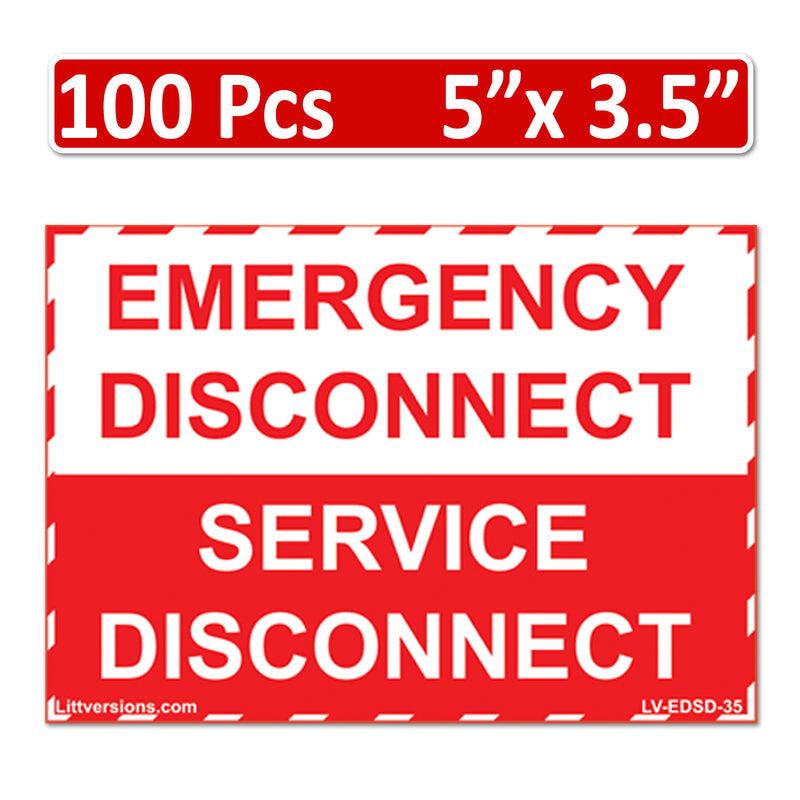 NEC Compliant Emergency Disconnect Service 1.75x9"/5x3.5"/12x9"  Reflective/Red Outdoor Laminated Labels Sticker Electrical Panel Danger Heavy Duty Vinyl Waterproof Ultra Durable