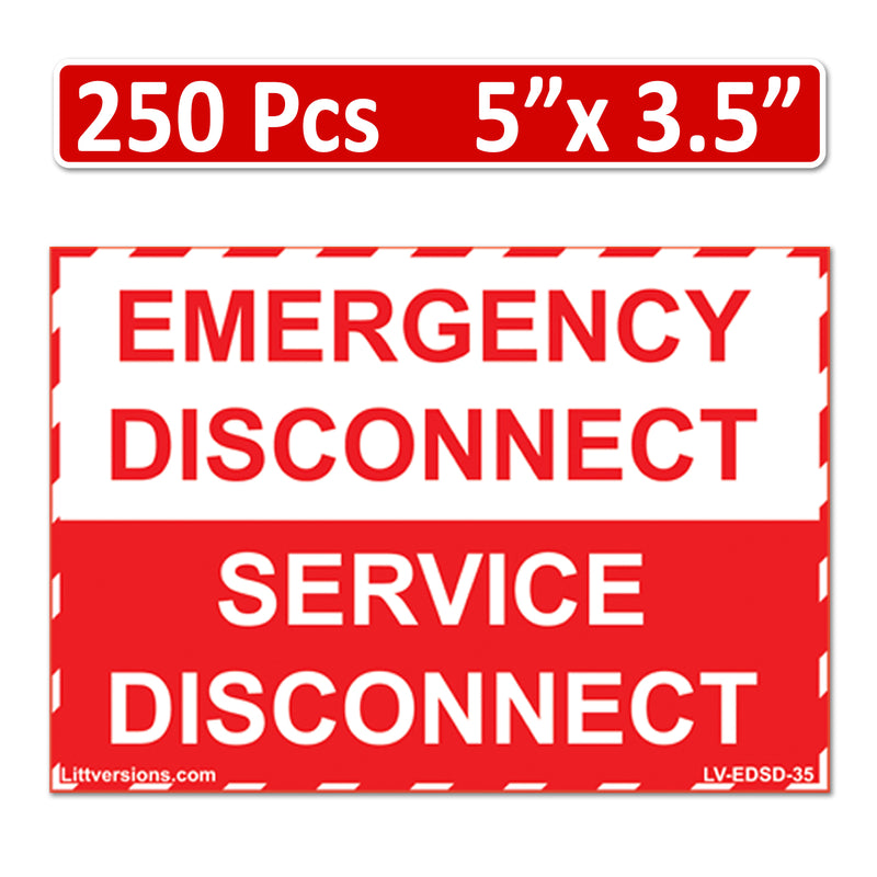 NEC Compliant Emergency Disconnect Service 1.75x9"/5x3.5"/12x9"  Reflective/Red Outdoor Laminated Labels Sticker Electrical Panel Danger Heavy Duty Vinyl Waterproof Ultra Durable