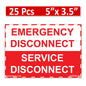 5"x 3.5" Emergency Disconnect  Service Label Decal Sign Sticker Vinyl Electrical NEC compliant