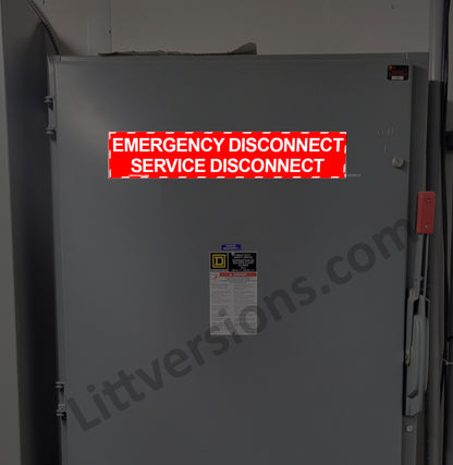 5 Pack 9" x 1-3/4" Reflective NEC Compliant Emergency Disconnect Service Outdoor Laminated Labels Decal Sign Notice Sticker Danger Vinyl Waterproof Electrical Panel