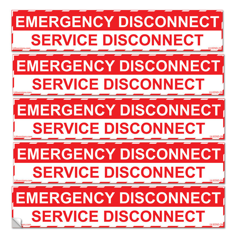 5 Pack 1-3/4"x 9" Emergency Service Disconnect Decal Label Sign Sticker Panel Vinyl 44-944 NEC compliant
