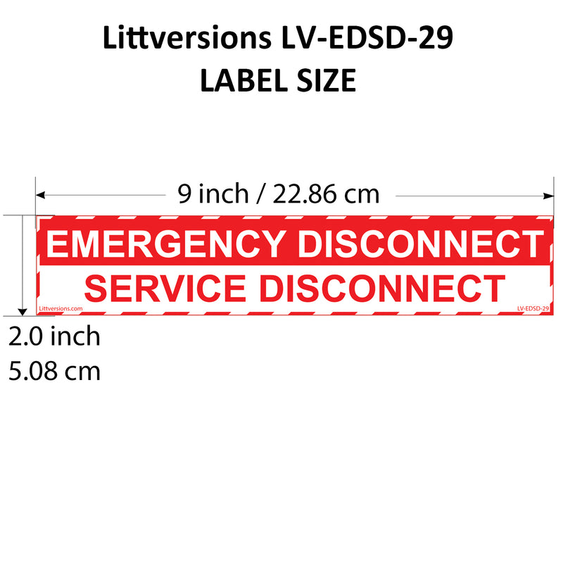 5 Pack 1-3/4"x 9" Emergency Service Disconnect Decal Label Sign Sticker Panel Vinyl 44-944 NEC compliant