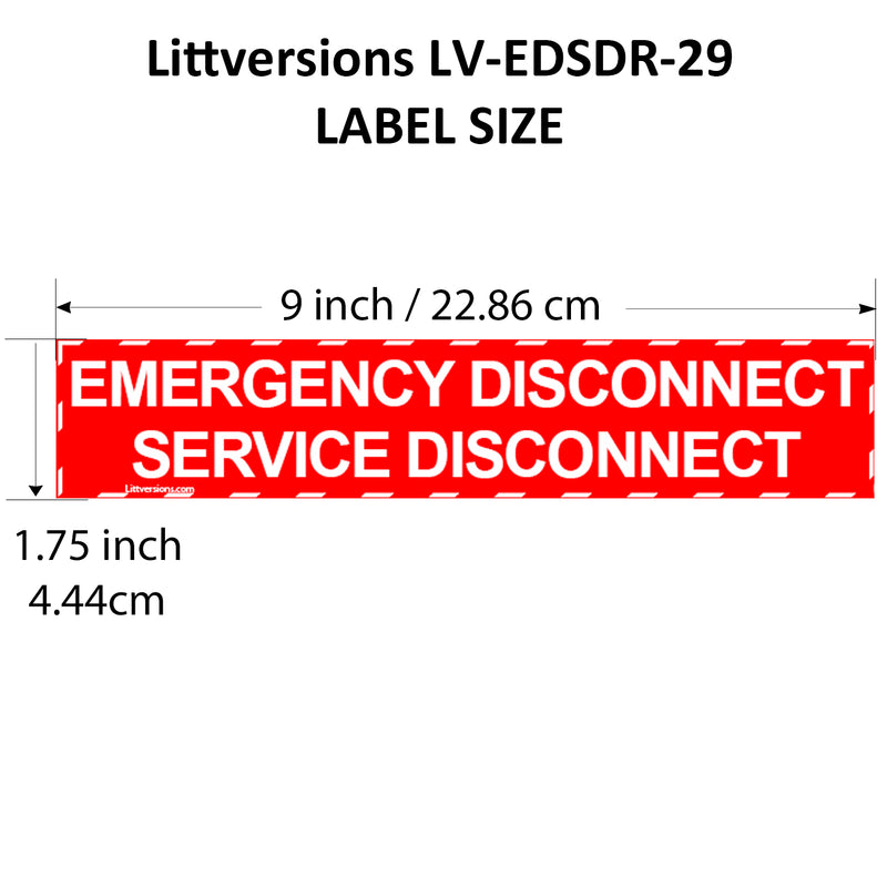 NEC Compliant Emergency Disconnect Service 1.75x9"/5x3.5"/12x9"  Reflective/Red Outdoor Laminated Labels Sticker Electrical Panel Danger Heavy Duty Vinyl Waterproof Ultra Durable