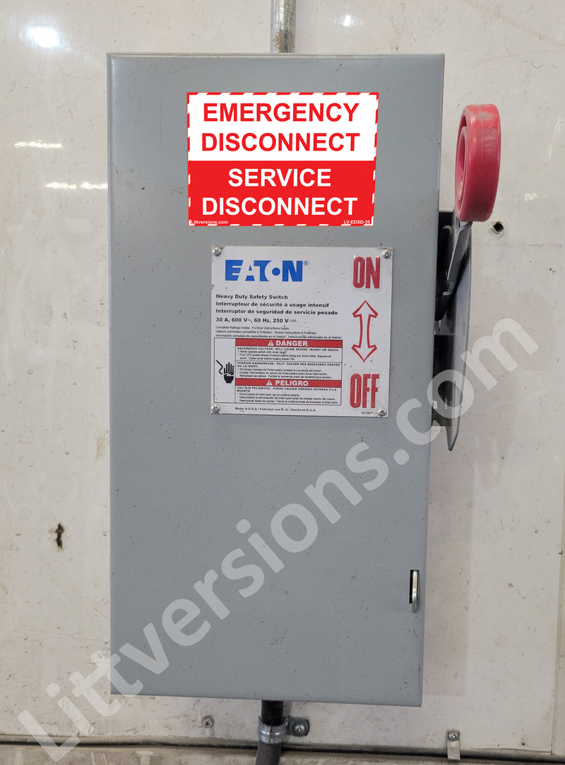 5"x 3.5" Emergency Disconnect  Service Label Decal Sign Sticker Vinyl Electrical NEC compliant