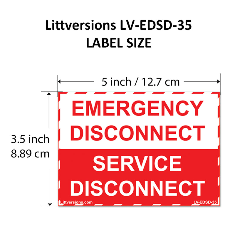 5"x 3.5" Emergency Disconnect  Service Label Decal Sign Sticker Vinyl Electrical NEC compliant