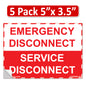 5"x 3.5" Emergency Disconnect  Service Label Decal Sign Sticker Vinyl Electrical NEC compliant