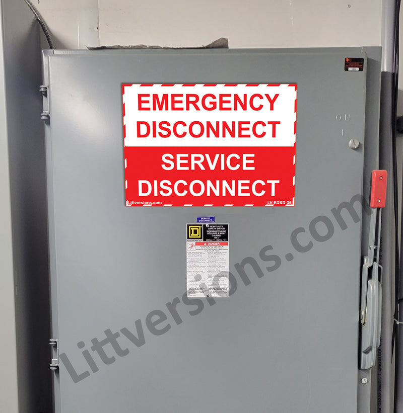 2 Pack 12"x 9" NEC compliant Emergency Disconnect Service Outdoor Laminated Labels Decal Sign Notice Danger Sticker Panel Durable Electrical Heavy Duty Vinyl Waterproof