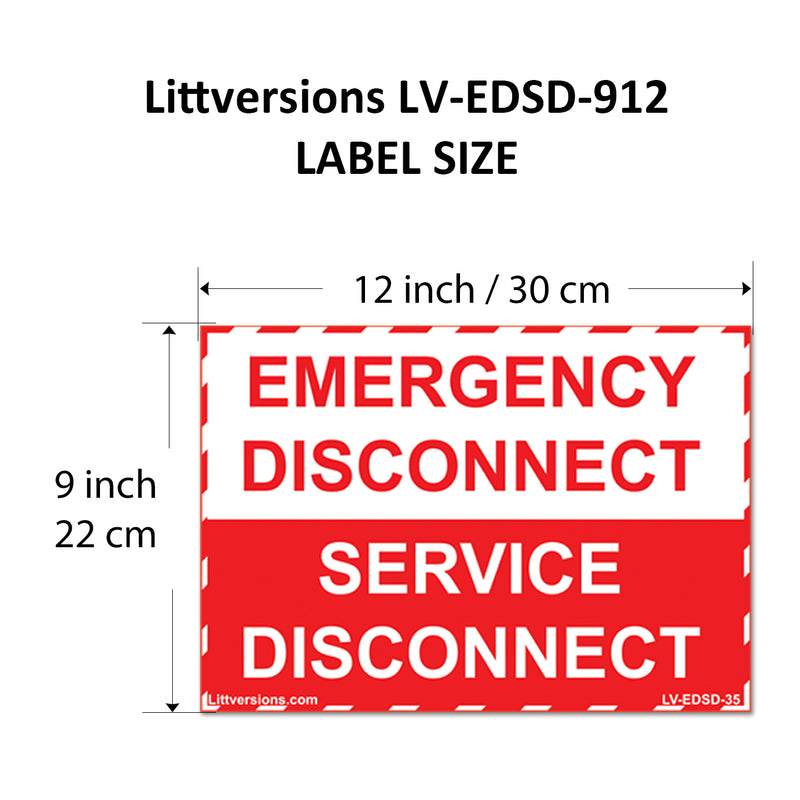 2 Pack 12"x 9" NEC compliant Emergency Disconnect Service Outdoor Laminated Labels Decal Sign Notice Danger Sticker Panel Durable Electrical Heavy Duty Vinyl Waterproof