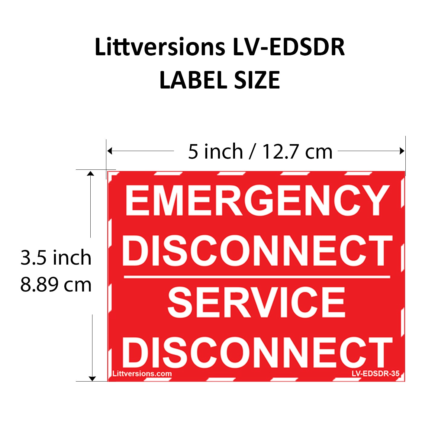 5 Pack 5"x 3.5" NEC compliant RED Emergency Disconnect Service Outdoor Laminated Labels Decal Sign Notice Danger Sticker Panel Heavy Duty Vinyl Waterproof Ultra Durable Electrical