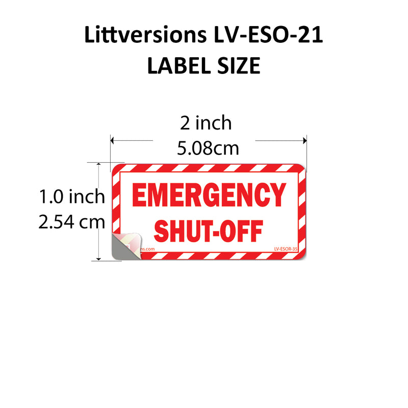 20 Pack White 2" x 1" EMERGENCY SHUT-OFF Fuel Switch Warning Safety Outdoor Rated Laminated Label Sign Sticker Electrical Panel Vinyl 2x1 1 x2 inches