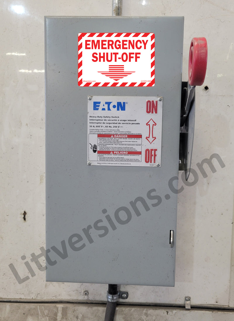 5" x 3.5" EMERGENCY SHUT-OFF Arrow Fuel Switch Label Sign Electrical Panel Vinyl Waterproof EPA2AP