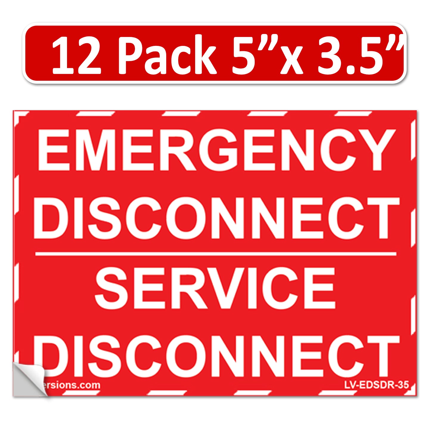 5"x 3.5" NEC compliant RED Emergency Disconnect Service Outdoor Laminated Labels Decal Sign Notice Danger Sticker Panel Heavy Duty Vinyl Waterproof Ultra Durable Electrical