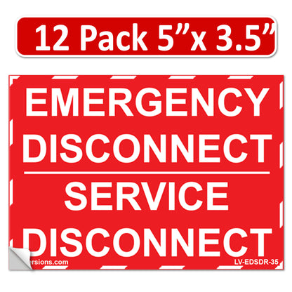 5"x 3.5" NEC compliant RED Emergency Disconnect Service Outdoor Laminated Labels Decal Sign Notice Danger Sticker Panel Heavy Duty Vinyl Waterproof Ultra Durable Electrical
