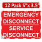 5"x 3.5" NEC compliant RED Emergency Disconnect Service Outdoor Laminated Labels Decal Sign Notice Danger Sticker Panel Heavy Duty Vinyl Waterproof Ultra Durable Electrical