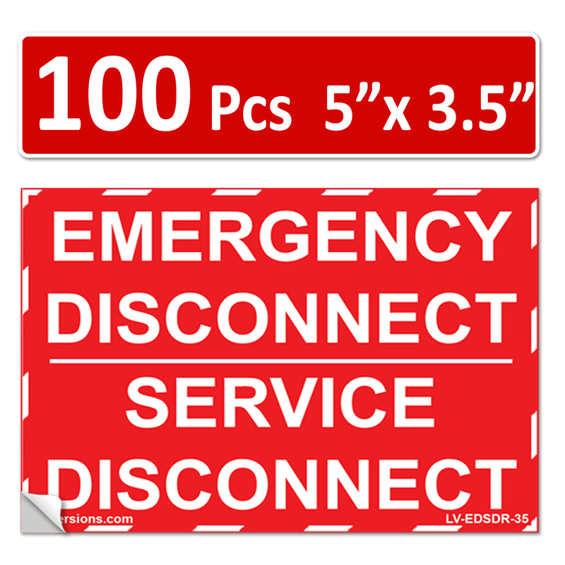 NEC Compliant Emergency Disconnect Service 1.75x9"/5x3.5"/12x9"  Reflective/Red Outdoor Laminated Labels Sticker Electrical Panel Danger Heavy Duty Vinyl Waterproof Ultra Durable