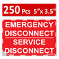 5"x 3.5" NEC compliant RED Emergency Disconnect Service Outdoor Laminated Labels Decal Sign Notice Danger Sticker Panel Heavy Duty Vinyl Waterproof Ultra Durable Electrical