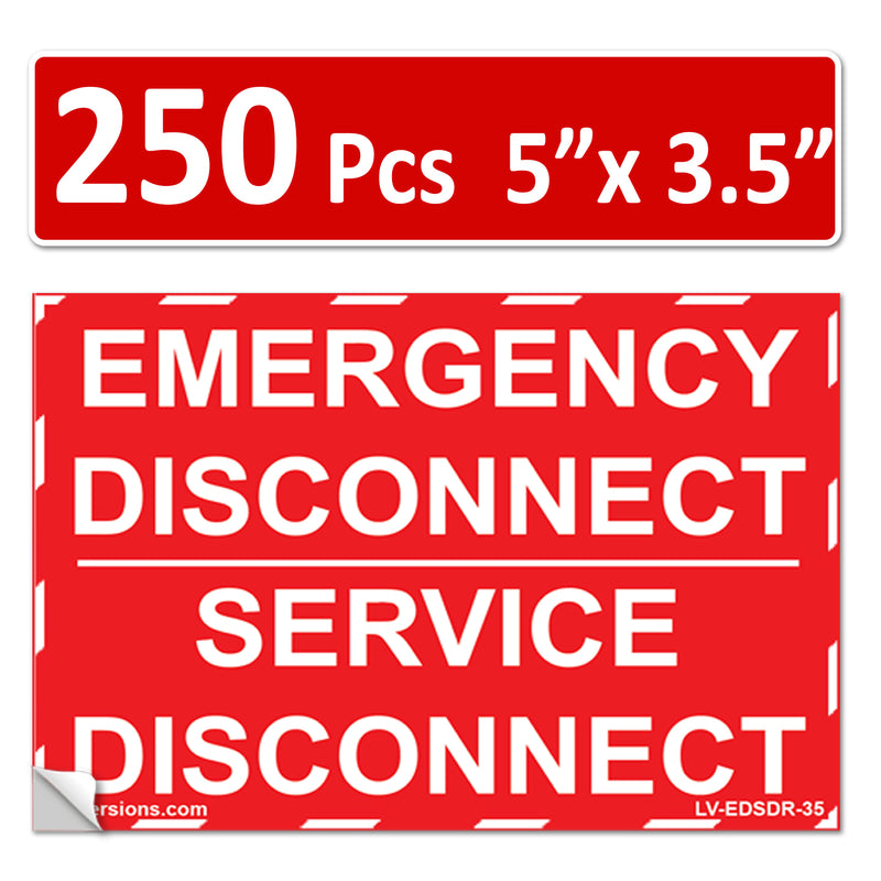 NEC Compliant Emergency Disconnect Service 1.75x9"/5x3.5"/12x9"  Reflective/Red Outdoor Laminated Labels Sticker Electrical Panel Danger Heavy Duty Vinyl Waterproof Ultra Durable