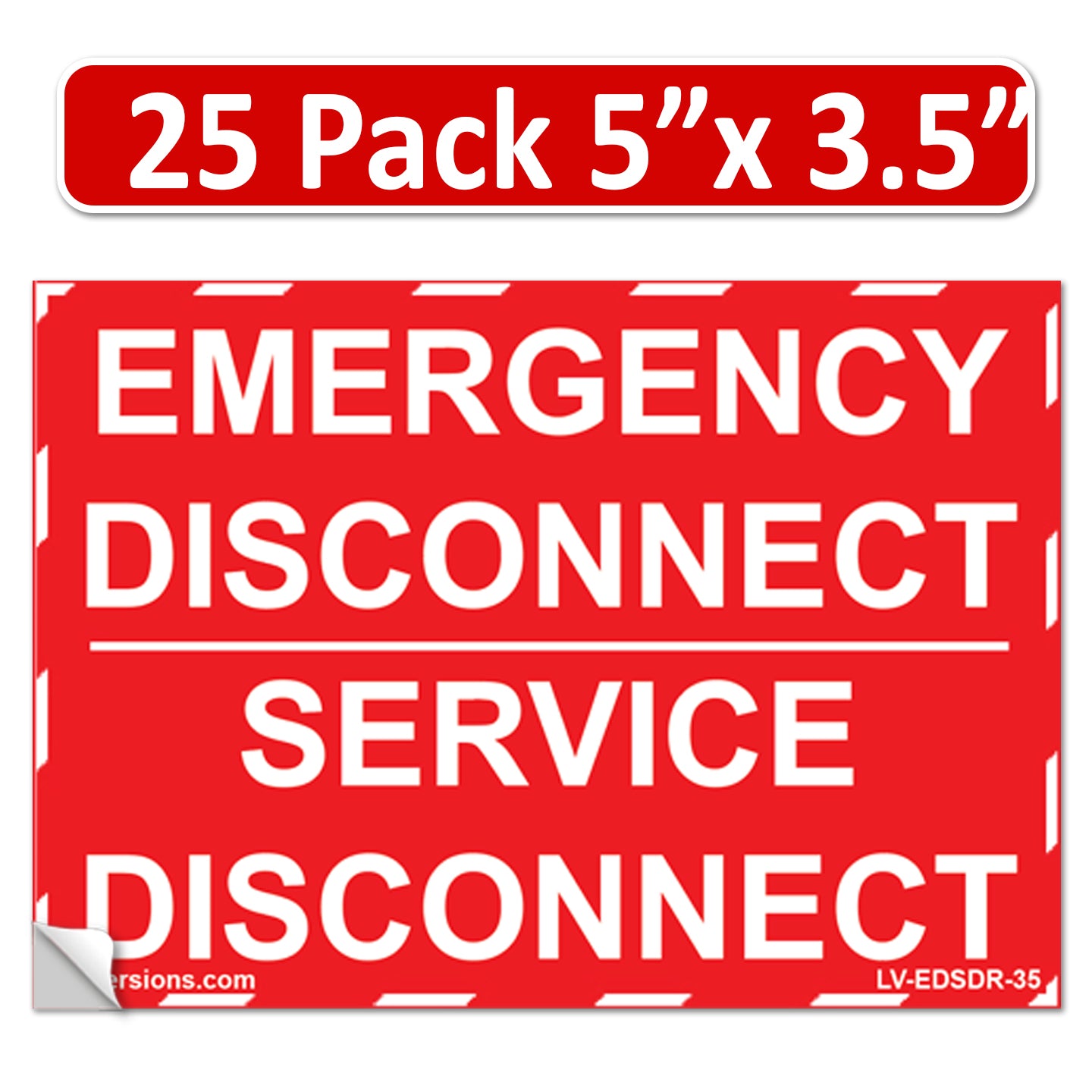 5"x 3.5" NEC compliant RED Emergency Disconnect Service Outdoor Laminated Labels Decal Sign Notice Danger Sticker Panel Heavy Duty Vinyl Waterproof Ultra Durable Electrical