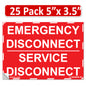 5"x 3.5" NEC compliant RED Emergency Disconnect Service Outdoor Laminated Labels Decal Sign Notice Danger Sticker Panel Heavy Duty Vinyl Waterproof Ultra Durable Electrical