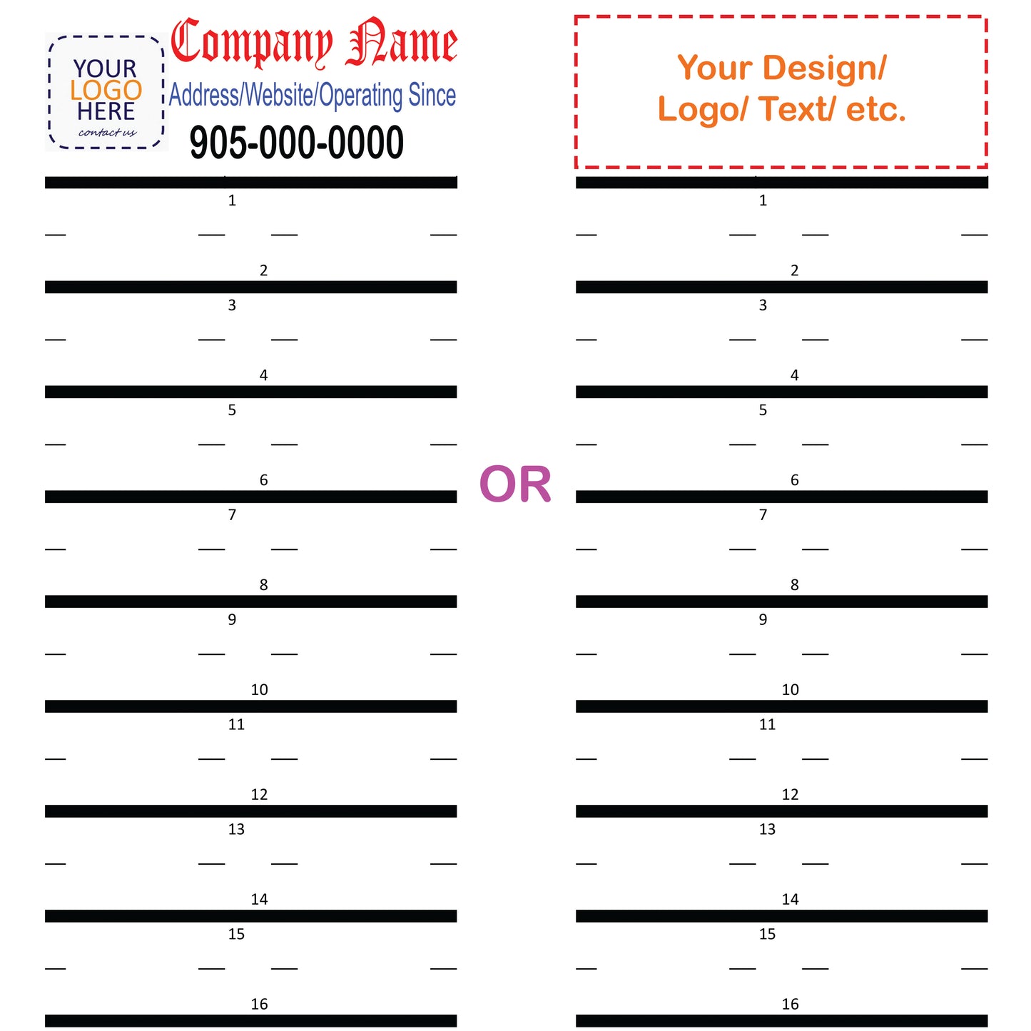 Custom Bulk (100-1000 Pcs) Panel Directory Labels