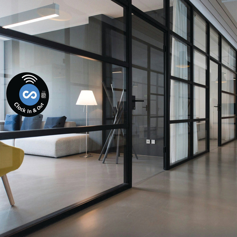 Circle Replacement Connecteam Label Black/White 4/8/12" with Ready to use NFC 215 Tags for Clock in & Out -Rewriteable NFC tag (Copy)