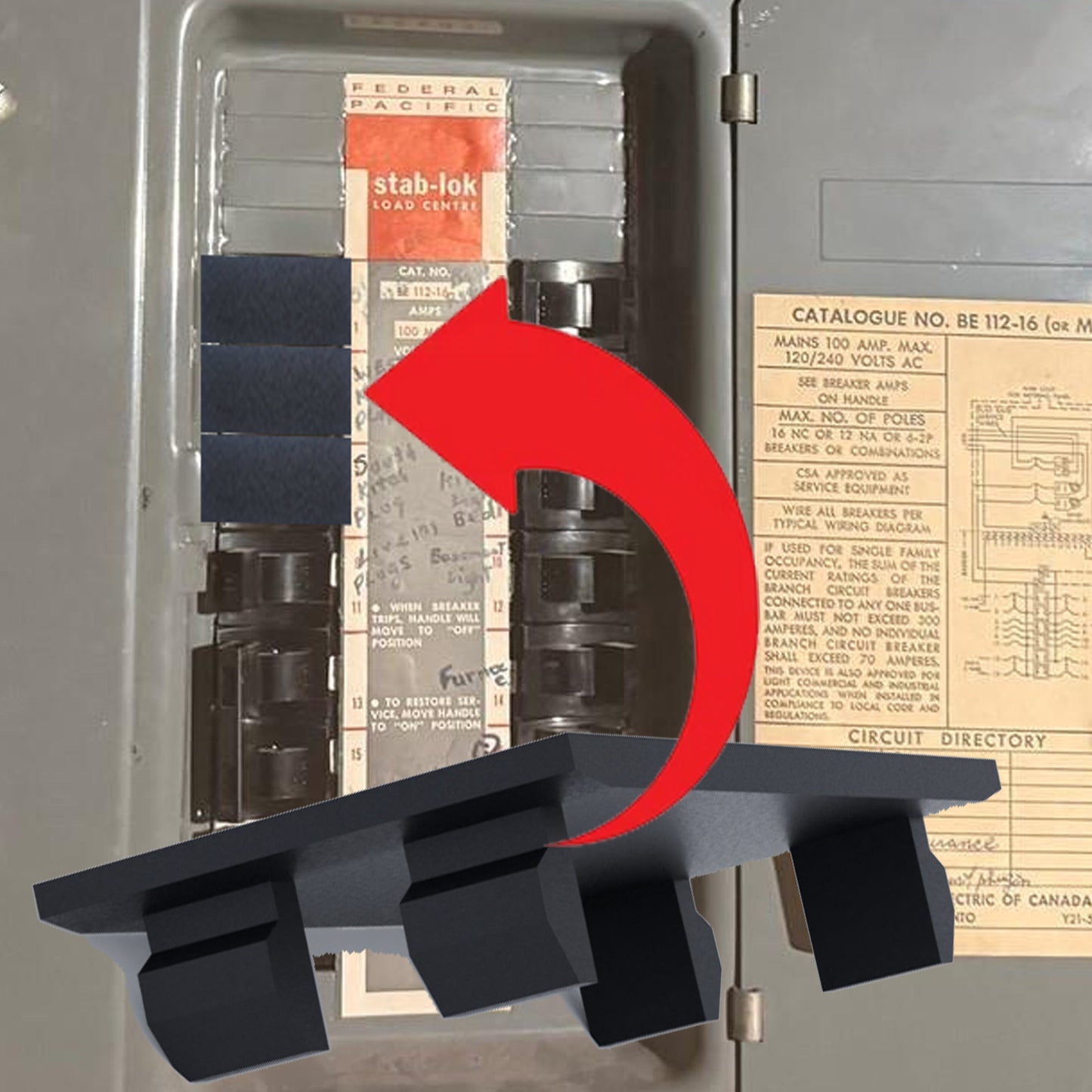 5 Pack 1 inch FPE NBFS PF1CP Federal Pacific Stab-lok Universal Knockout Filler Plate 1" x 1.5" Blank Flush Cover for Twist Thin Circuit Breaker Electrical Panel Box Load Center
